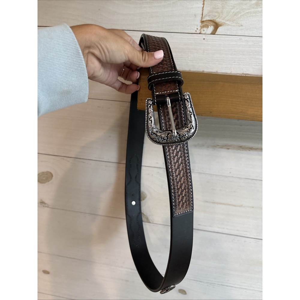 American Bison Men's Brown Logo Genuine Leather Belt Size XL Man By Cross